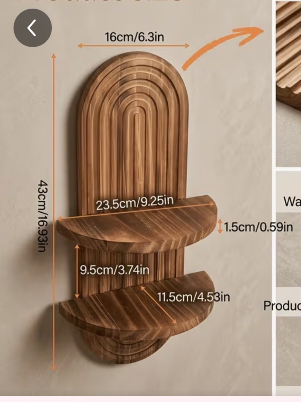 2-Tier Rustic Floating Wood Corner Shelves - Log Color
